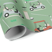 Golf Carts Modernes Golfer Golf Theme Muster Geschenkpapier (Rolleneckpunkt)