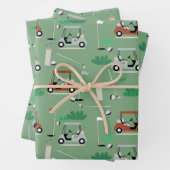 Golf Carts Modernes Golfer Golf Theme Muster Geschenkpapier Set (Beispiel)