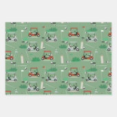 Golf Carts Modernes Golfer Golf Theme Muster Geschenkpapier Set (Vorderseite)