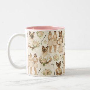 Golf Cat Bride Team Hochzeitskleid Zweifarbige Tasse