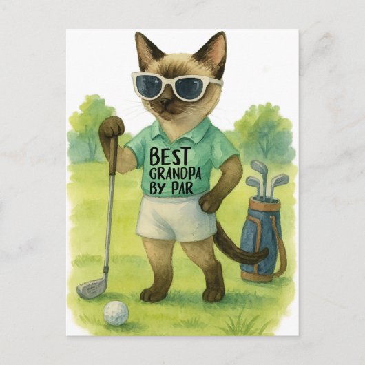 Golf Cat Golf Cat ist das beste Grand Pa von Par Postkarte (Vorderseite)