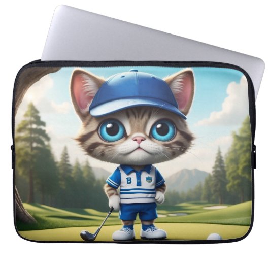 Golf Cat Laptopschutzhülle (Vorderseite)