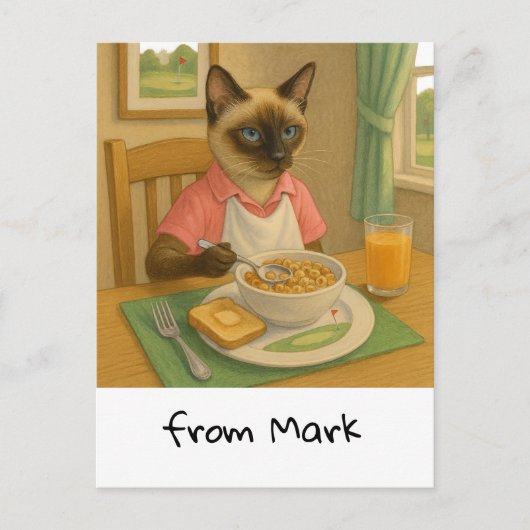 Golf Cat Lover frühstückt Postkarte (Vorderseite)