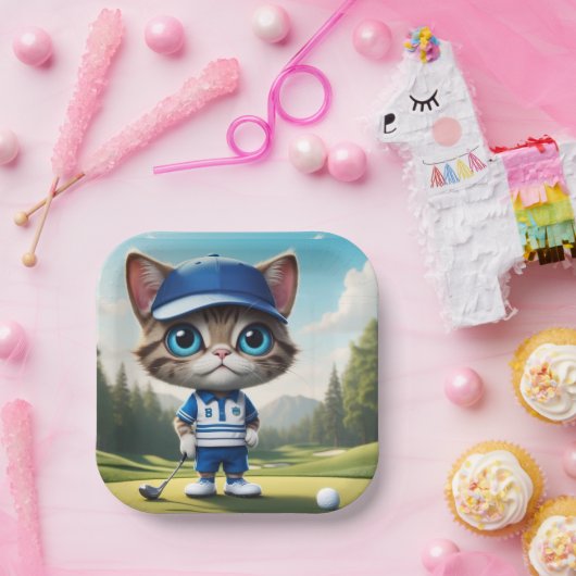 Golf Cat Pappteller (Party)