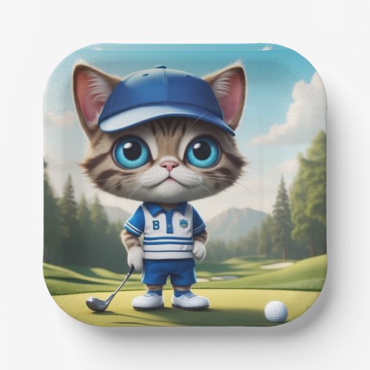 Golf Cat Pappteller (Vorderseite)