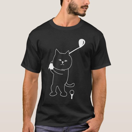 Golf Cat Vater Herren Golfspielen Golfer Club Ball T-Shirt (Vorderseite)
