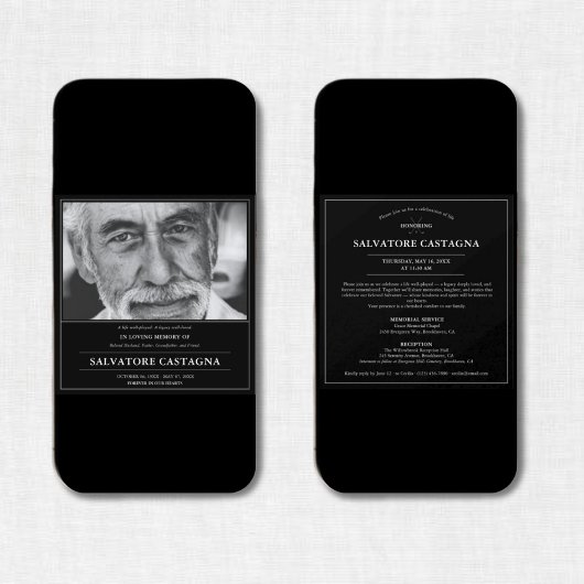 Golf Celebration of Life Black Photo Memorial Einladung