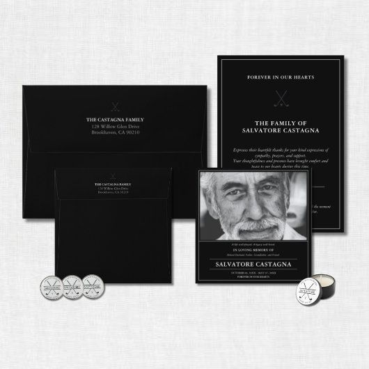 Golf Celebration of Life Black Photo Memorial Einladung