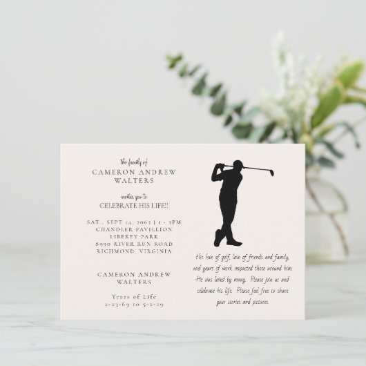 Golf Celebration of LIfe Einladung (Stehend Vorderseite)
