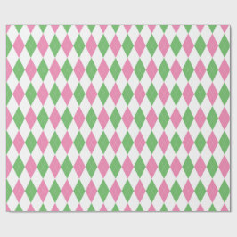 Golf Chic Pink Green Argyle Wrapping Paper Geschenkpapier