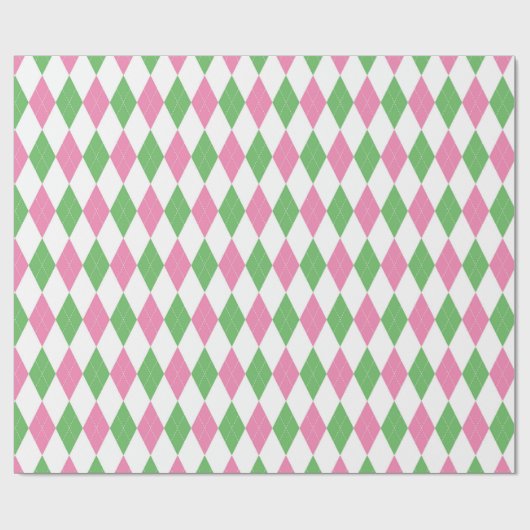 Golf Chic Pink Grün Argyle-Geschenkpapier Geschenkpapier (Flach)