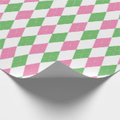 Golf Chic Pink Grün Argyle-Geschenkpapier Geschenkpapier (Ecke)