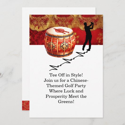 Golf-Chinesisch-ThemenGolf-Party Einladungen (Vorne/Hinten)