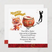 Golf-Chinesisch-ThemenGolf-Party Einladungen (Vorne/Hinten)