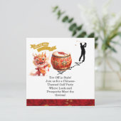 Golf-Chinesisch-ThemenGolf-Party Einladungen (Stehend Vorderseite)