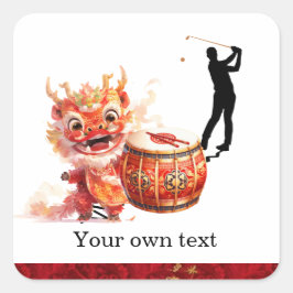 Golf-Chinesisch-ThemenGolf-Party Einladungen Quadratischer Aufkleber