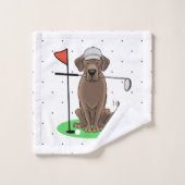 Golf Chocolate Labrador Retriever Dog - Funny - Fu Badhandtuch Set (Waschlappen)