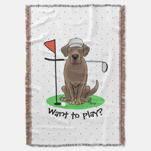 Golf Chocolate Labrador Retriever Dog - Funny - Fu Decke (Vorderseite Vertikal)