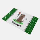 Golf Chocolate Labrador Retriever Dog - Funny - Fu Fußmatte (Schrägansicht)