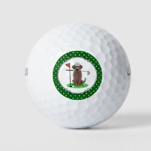 Golf Chocolate Labrador Retriever Dog - Funny - Fu Golfball