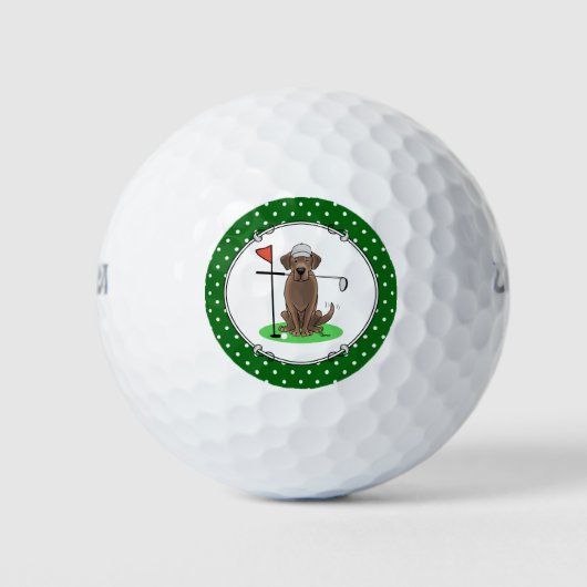 Golf Chocolate Labrador Retriever Dog - Funny - Fu Golfball (Vorderseite)
