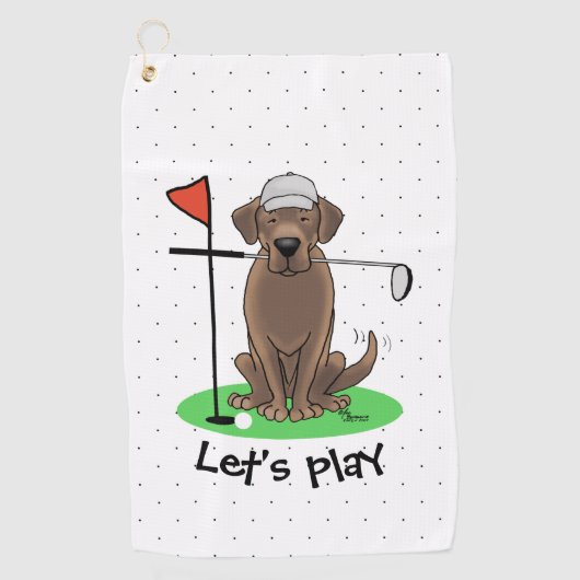 Golf Chocolate Labrador Retriever Dog - Funny - Fu Golfhandtuch (Vorderseite)