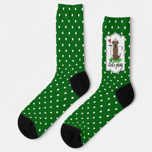 Golf Chocolate Labrador Retriever Dog - Funny Nied Socken (Linkes Detail)