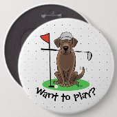 Golf Chocolate Labrador Retriever Dog - Niedlich Button (Vorne & Hinten)