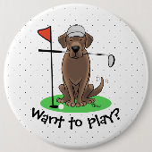 Golf Chocolate Labrador Retriever Dog - Niedlich Button (Vorderseite)