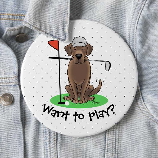 Golf Chocolate Labrador Retriever Dog - Niedlich Button (Beispiel)