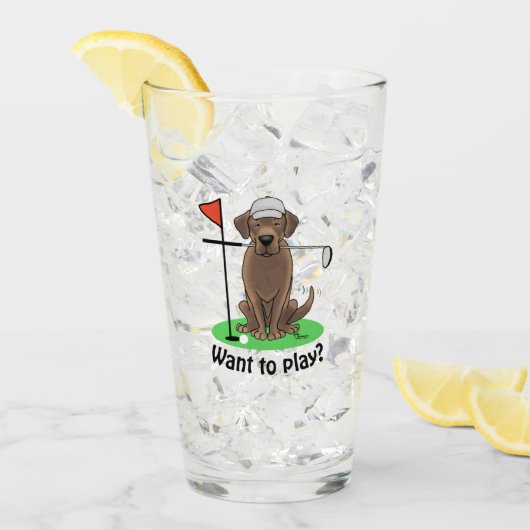 Golf Chocolate Labrador Retriever Dog - Niedlich Glas (Vorderseite Ice)