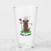 Golf Chocolate Labrador Retriever Dog - Niedlich Glas (Vorderseite)