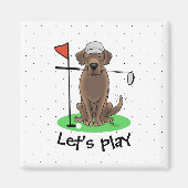 Golf Chocolate Labrador Retriever Dog - Niedlich Magnet (Vorne)
