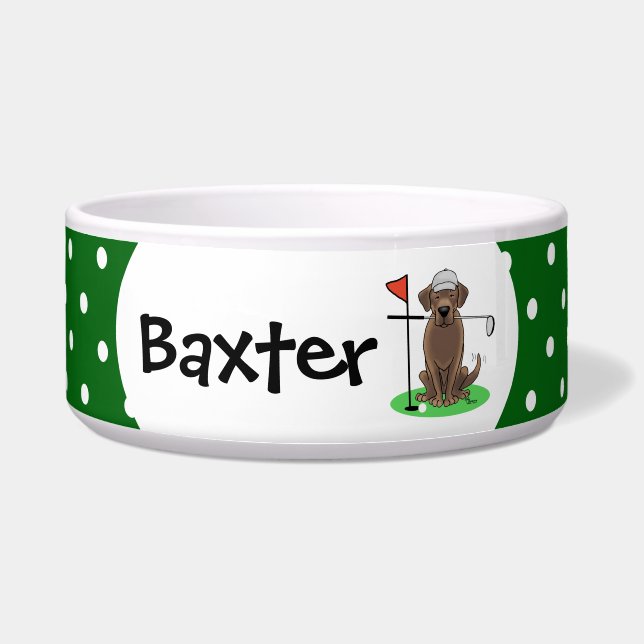 Golf Chocolate Labrador Retriever Dog - Niedlich Napf (Vorderseite)