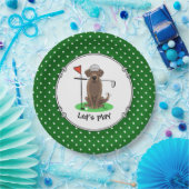Golf Chocolate Labrador Retriever Dog - Niedlich Pappteller (Party)