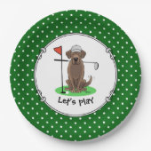 Golf Chocolate Labrador Retriever Dog - Niedlich Pappteller (Vorderseite)