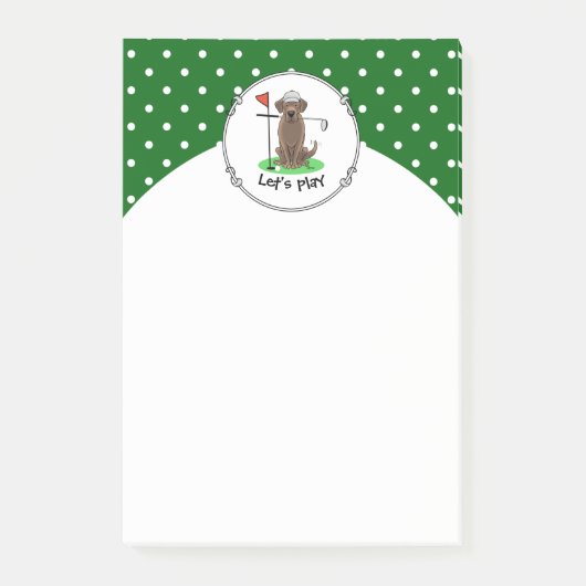 Golf Chocolate Labrador Retriever Dog - Niedlich Post-it Klebezettel (Vorderseite)