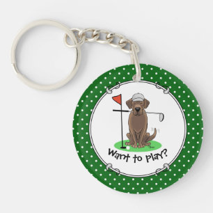 Golf Chocolate Labrador Retriever Dog - Niedlich Schlüsselanhänger