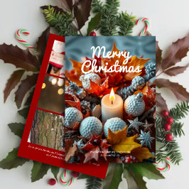 Golf Christmas Candle: Drei Foto Red Feiertagskarte