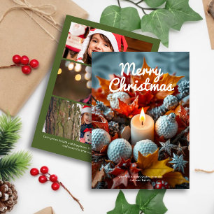Golf Christmas Candle: Drei Fotos grün Feiertagskarte
