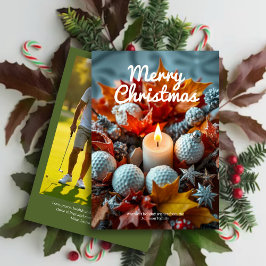 Golf Christmas Candle ・ Family Foto Green Feiertagskarte