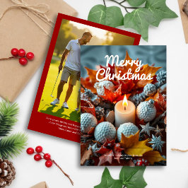 Golf Christmas Candle - Family Foto Red Feiertagskarte