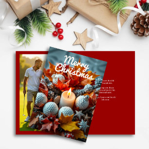 Golf Christmas Candle - Family Foto Red Feiertagskarte