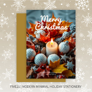 Golf Christmas Candle Feiertagskarte