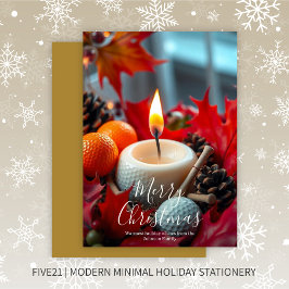 Golf Christmas Candle Feiertagskarte