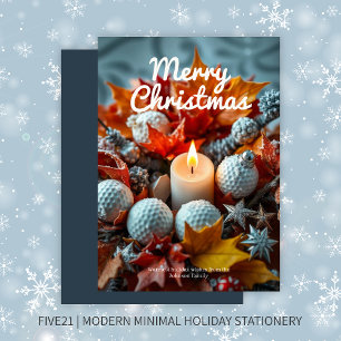 Golf Christmas Candle: Navy Blue Feiertagskarte