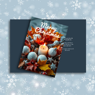 Golf Christmas Candle: Navy Blue Feiertagskarte