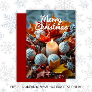 Golf Christmas Candle ・ Red Feiertagskarte
