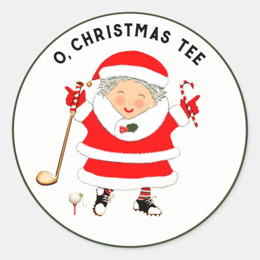 Golf Christmas Classic Round Sticker (Vorderseite)