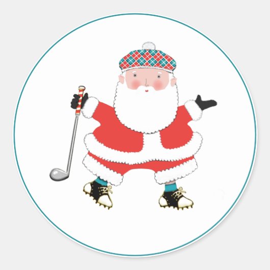 Golf Christmas Classic Round Sticker (Vorderseite)
